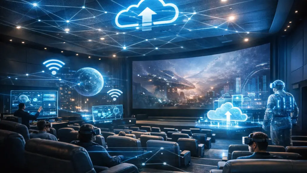 Future cinema experience powered by cloud computing, immersive displays and connected digital infrastructure
