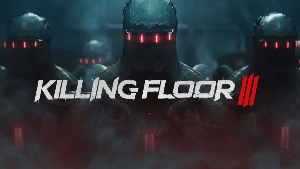 Dark futuristic soldiers with glowing red visors stand behind the title "Killing Floor III" in bold, distressed font