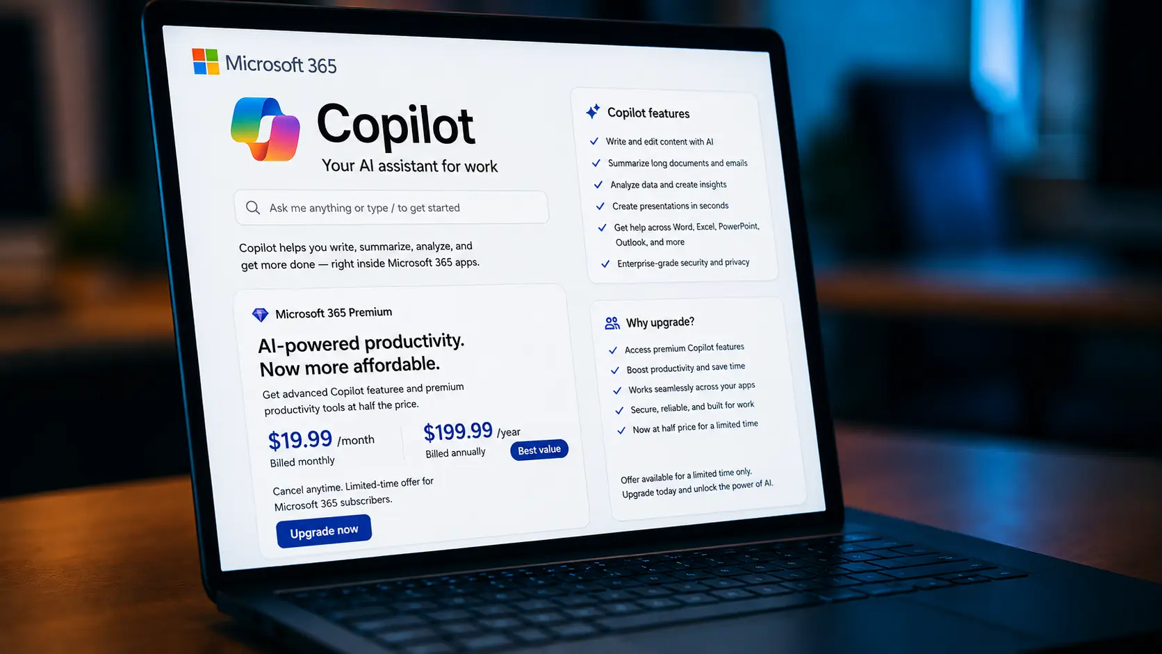 Microsoft 365 Premium Adds AI Copilot Features at Half Price for Subscribers