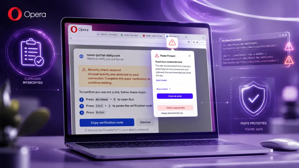Opera launches new security feature to block clipboard attacks
